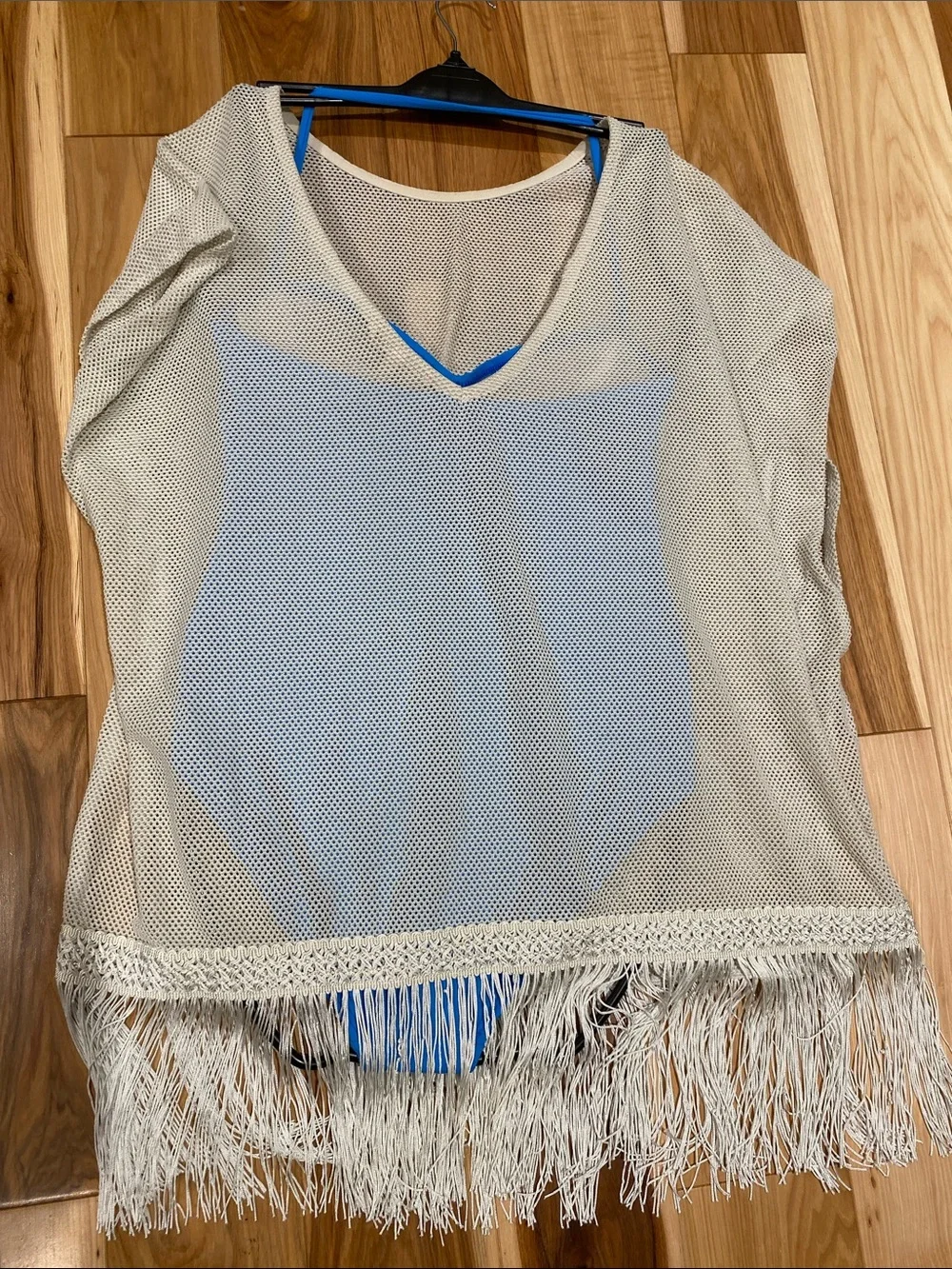 Victoria's Secret Cream Fringe Mesh Swim Cover-Up Tunic